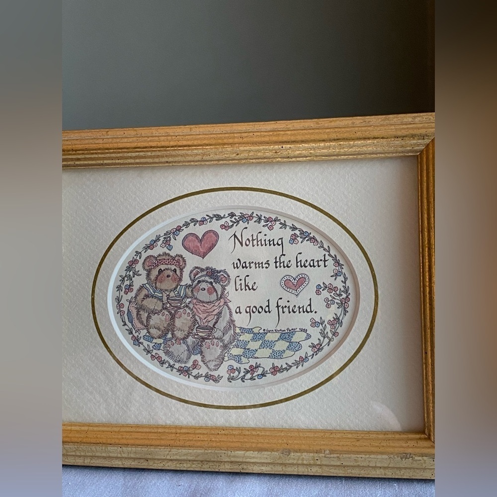 Vintage Framed "Friends" Calligraphy Picture - Picture 2 of 6